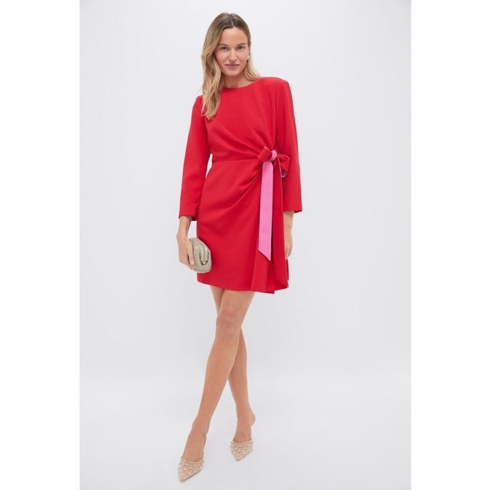 Tuckernuck | Romantic Poppy Hot Pink Sienna Mini Dress Tie Wrap Bow ~ NWT Medium - Picture 6 of 14